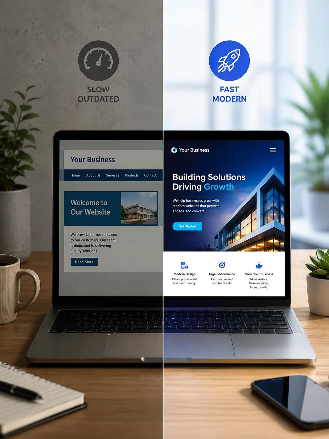 Modern business website upgrade for improved performance and user experience