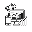 Digital Marketing icon representing online marketing, analytics, and business growth.