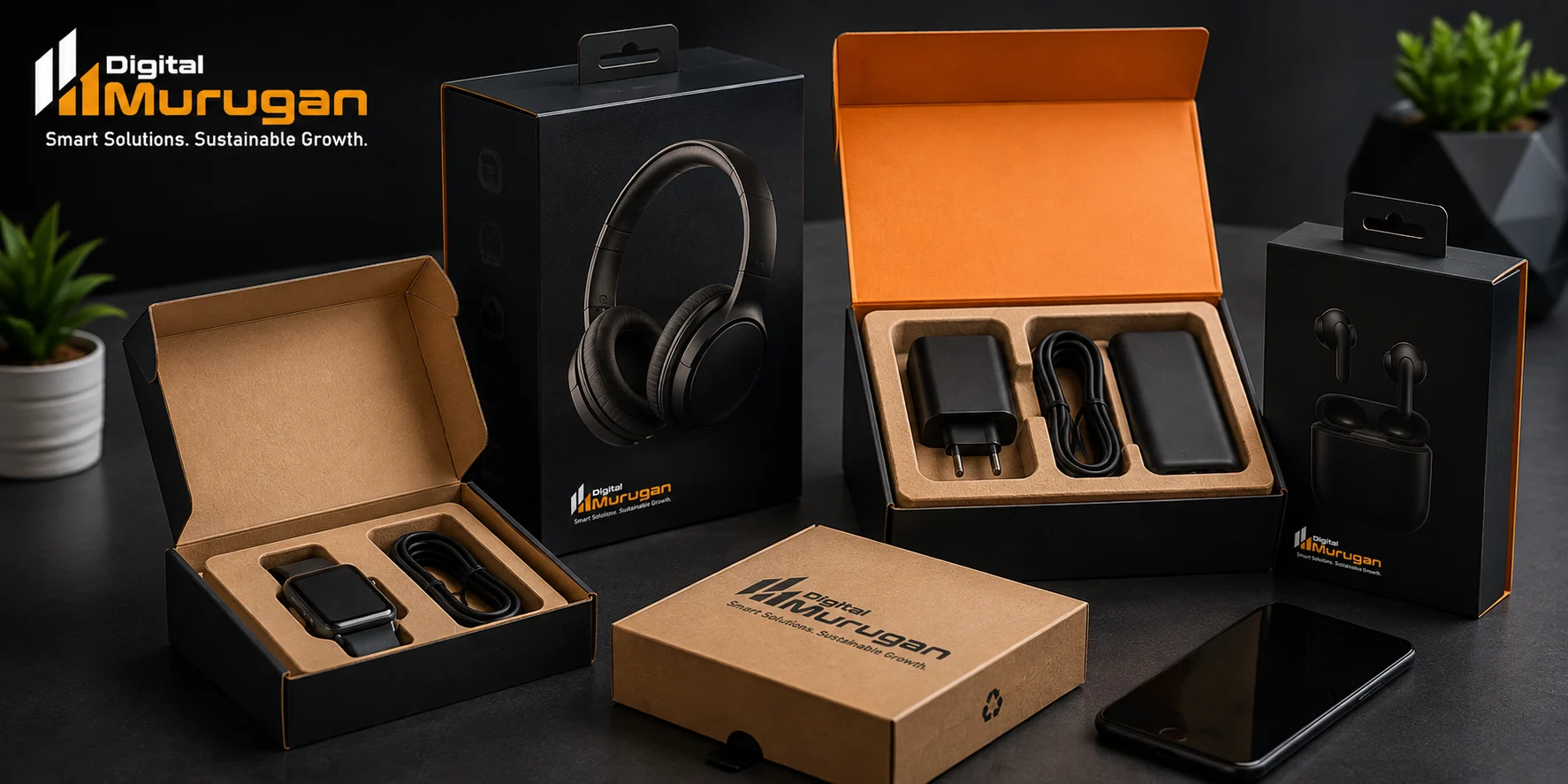 Protective packaging for electronic products with branded inserts