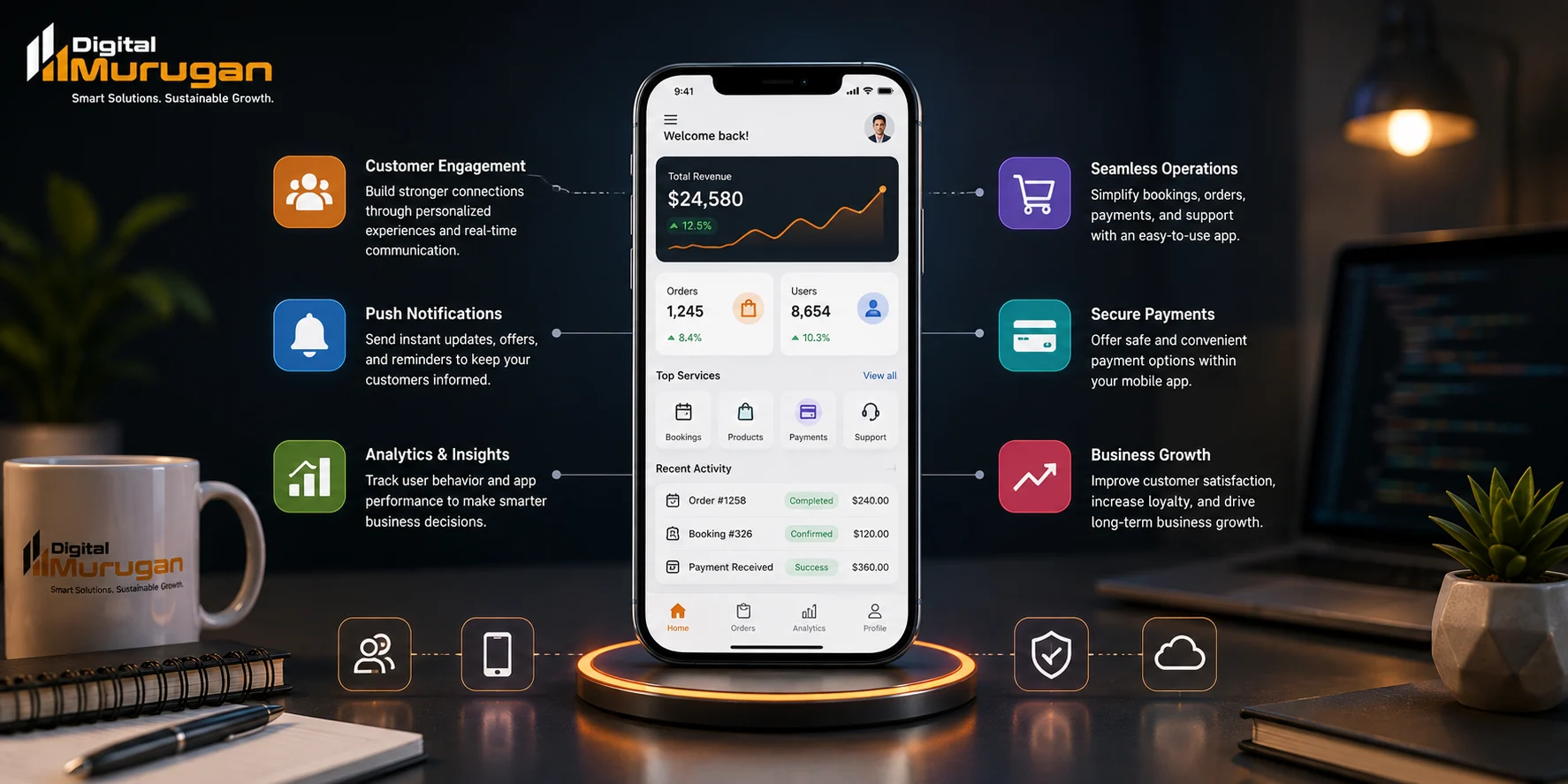 Mobile app supporting customer engagement and business growth