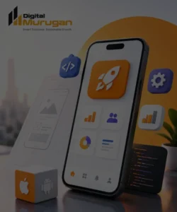 Mobile app development with smartphone interface and digital technology