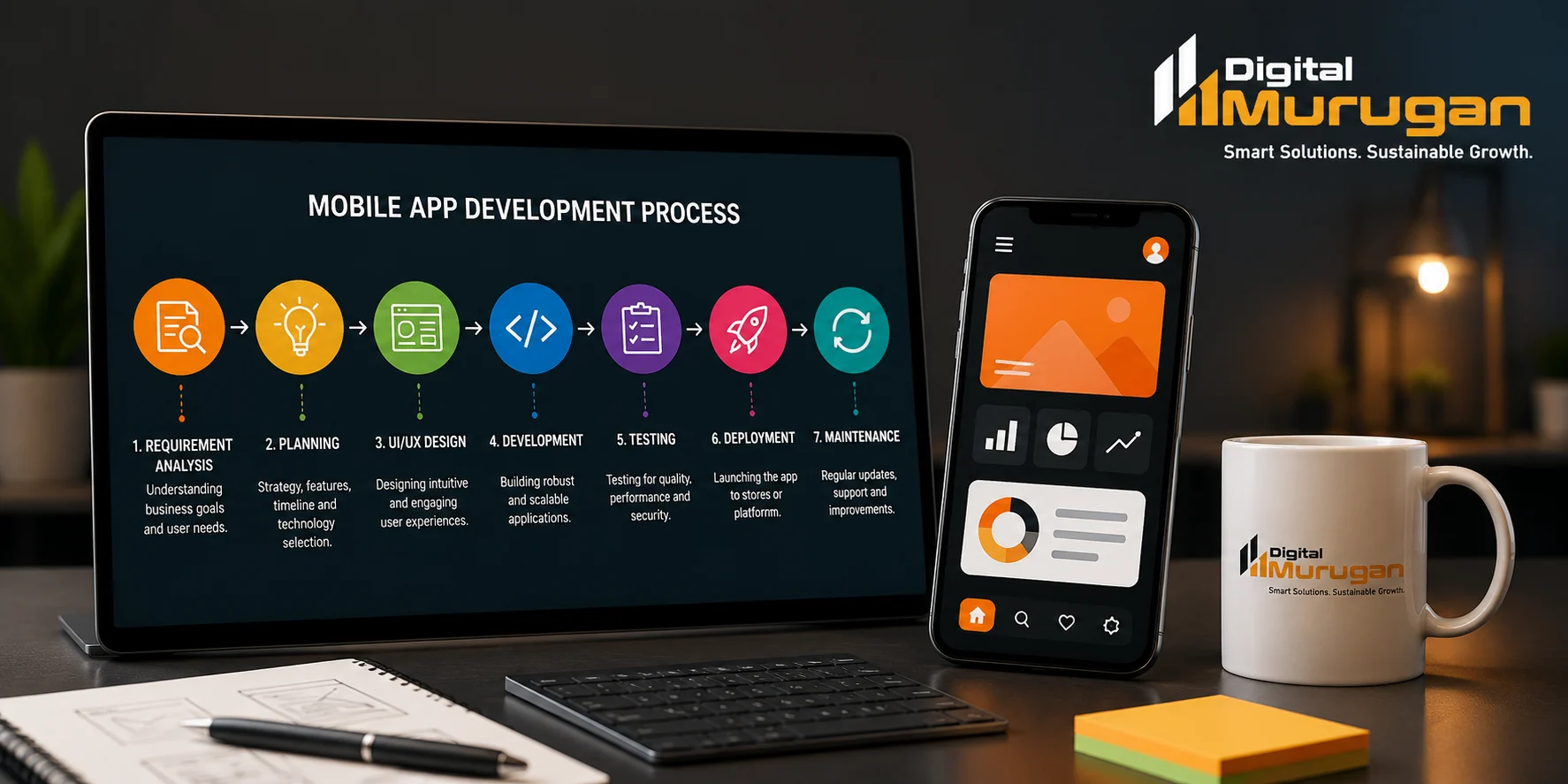 Mobile app development process from planning to deployment