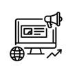 Online Advertising icon representing digital promotion, online reach, and advertising performance.