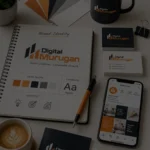 Brand identity design showing logo, colours, typography and visual branding elements