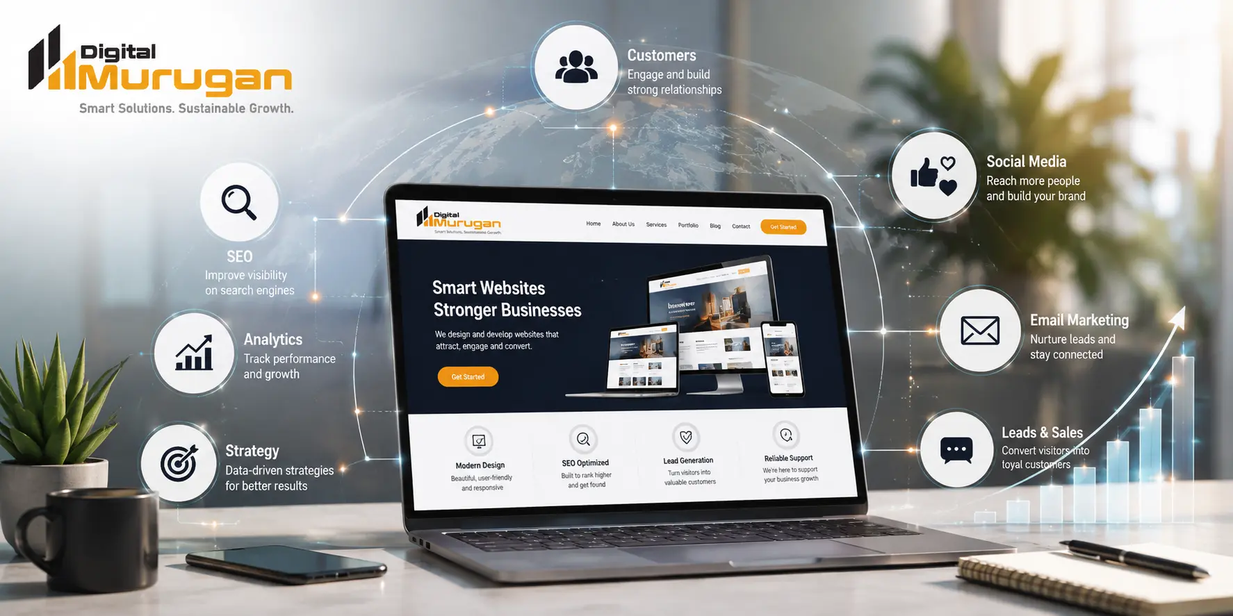 Professional business website connected with SEO digital marketing and lead generation