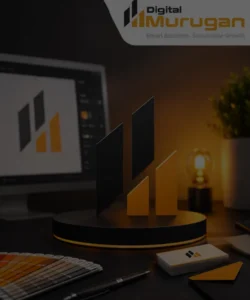 Professional branding workspace showing a Digital Murugan brand identity concept