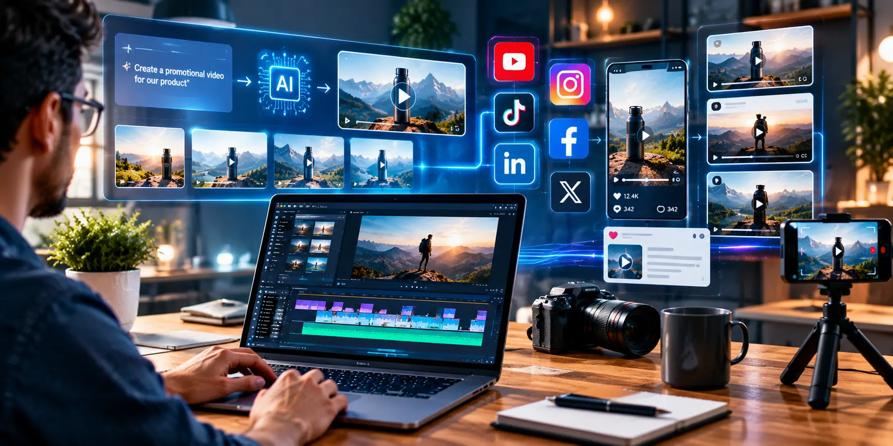 AI video production for social media marketing and content creation