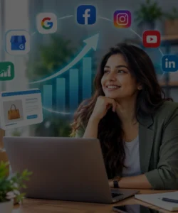 Business owner using digital platforms to grow online sales