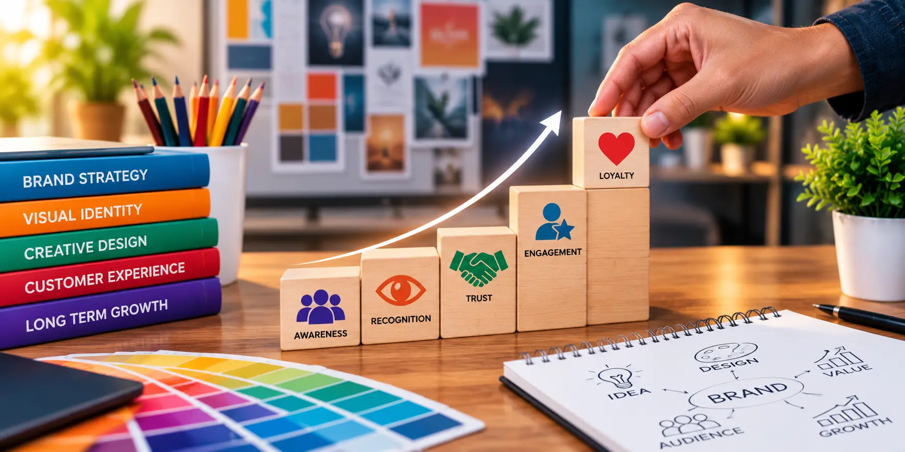 Creative branding strategy showing the journey from brand awareness to customer loyalty