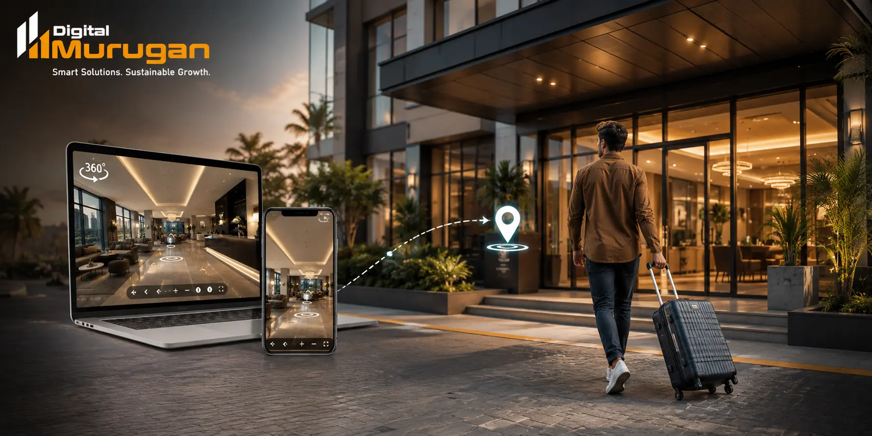 Customer arriving at a business location after exploring it through a 360 virtual tour