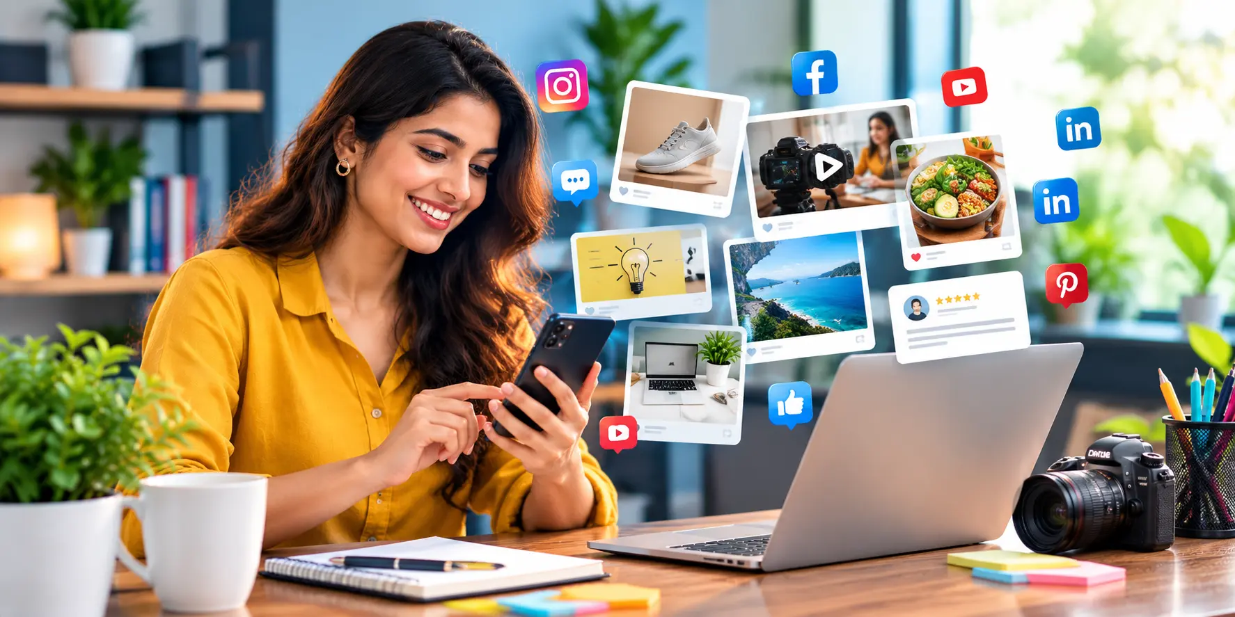Business creating engaging social media content for customers
