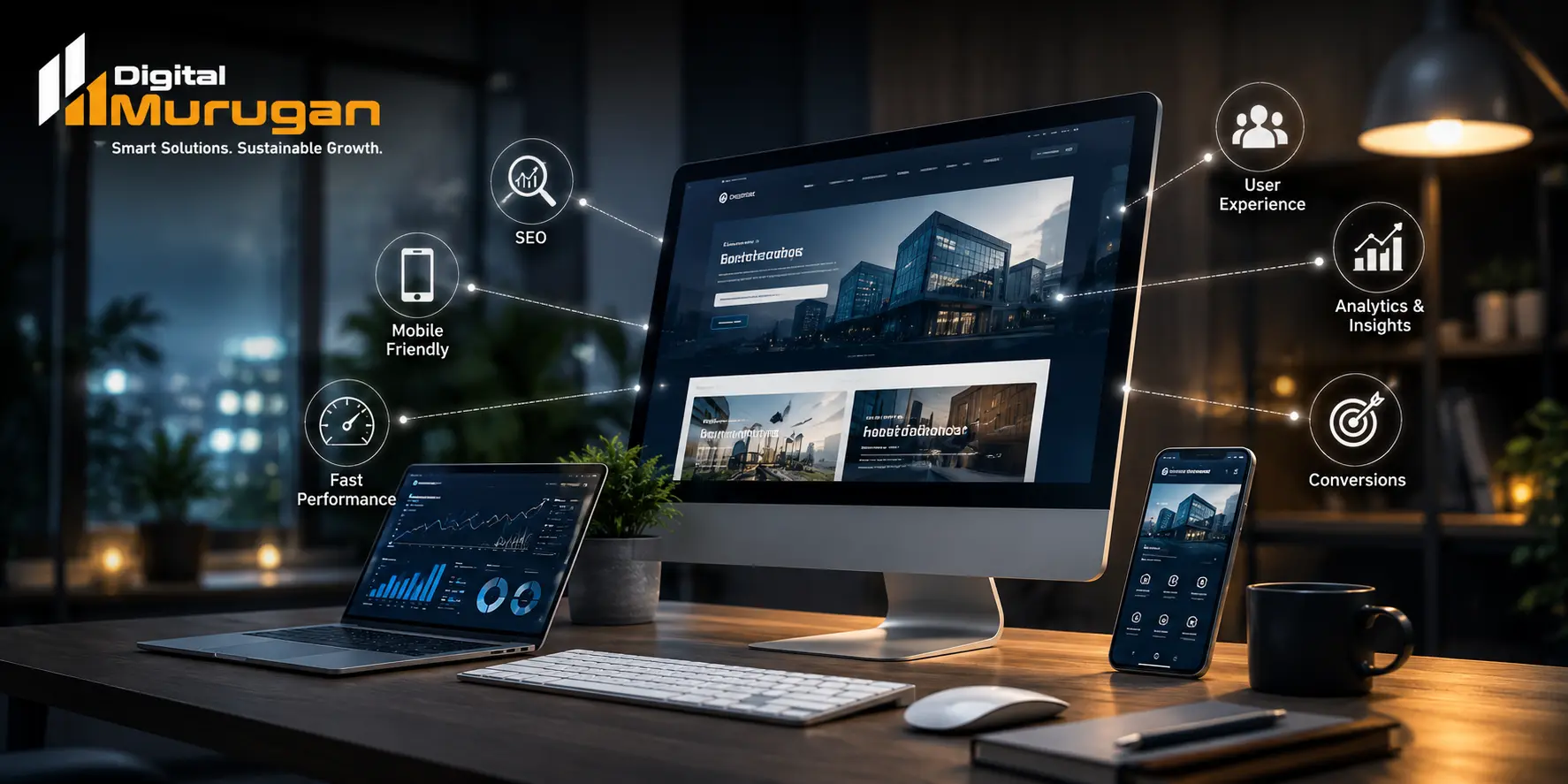 Professional website connected with SEO, mobile experience, analytics and conversions