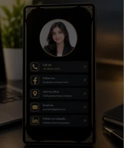 Digital business card displayed on a smartphone for modern professional networking