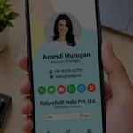 Digital business card displayed on a smartphone for professional networking