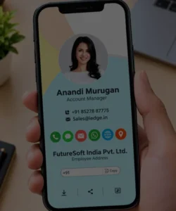 Digital business card displayed on a smartphone for professional networking
